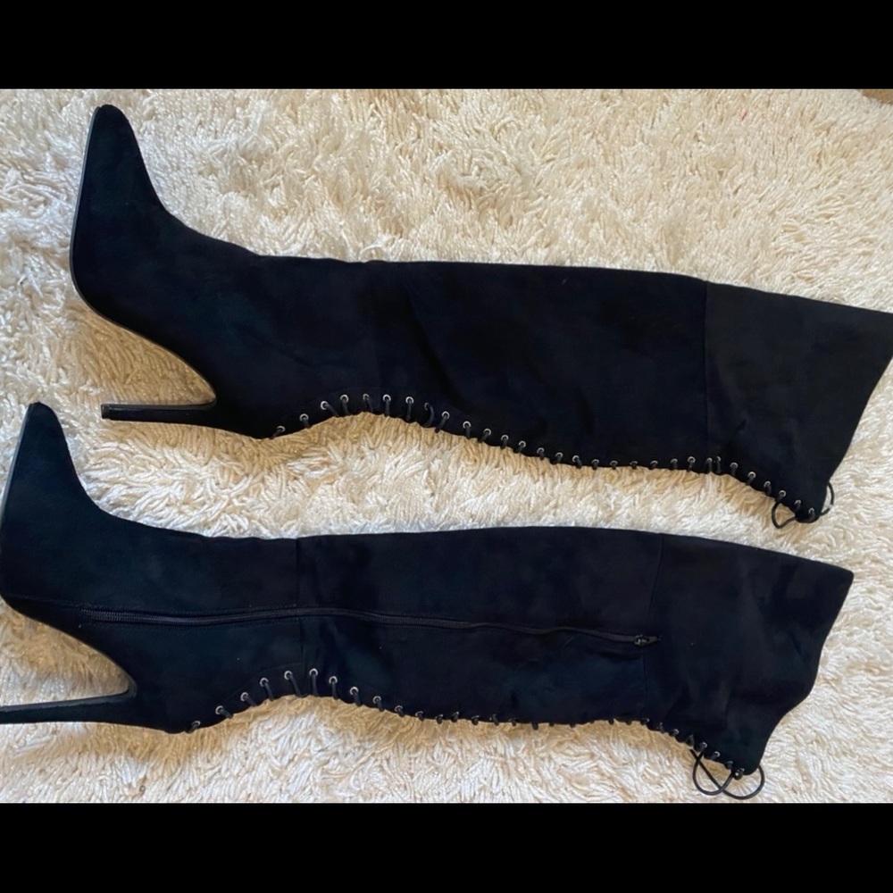 ASOS suede thigh high boots  4in heel